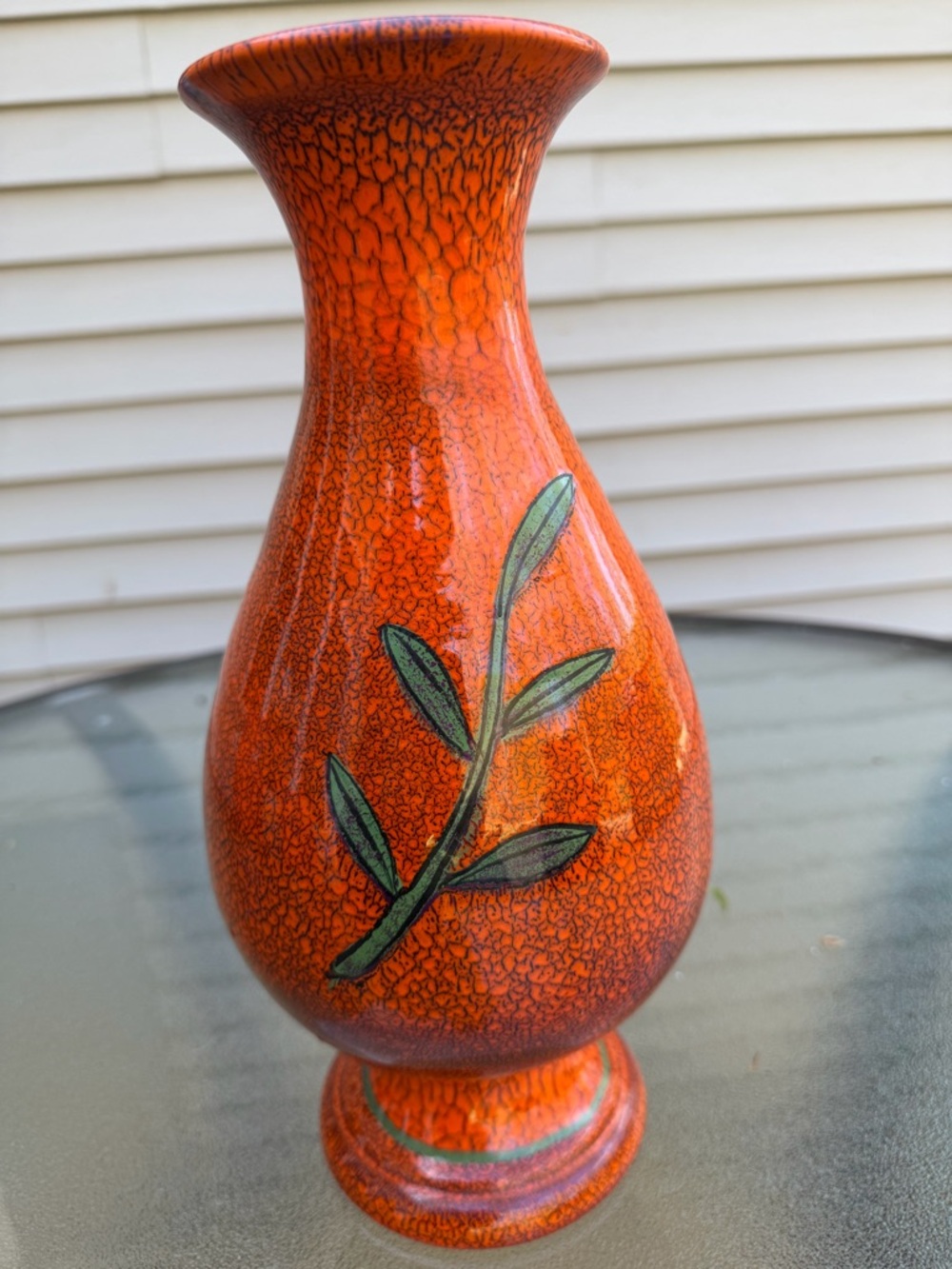 Rosenthal Netter Vintage Italian Orange Vase with Yellow Flowers - Picture 2 of 4